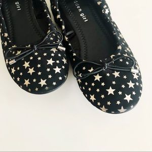 Madden Girl soft black flats with gold stars